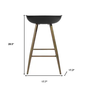 Set of Two 24" Black And Bronze Steel Backless Counter Height Bar Chairs