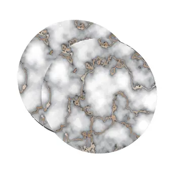 15" X 15" Gray And Gold Abstract Agglomerated cork Round Placemats