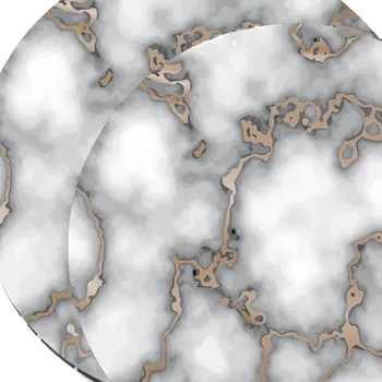 15" Set of Two Gold And Gray Abstract Round Placemats