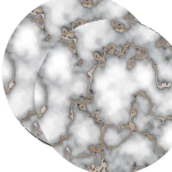 15" Set of Two Gold And Gray Abstract Round Placemats