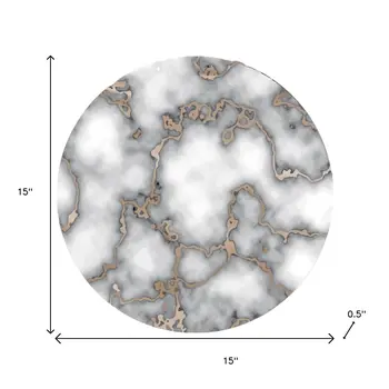 15" Set of Two Gold And Gray Abstract Round Placemats