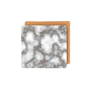 15" X 15" Gray And Gold Abstract Agglomerated cork Square Placemats