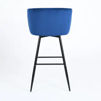 Set of Two 28" Rose And Black Velvet And Steel Low Back Bar Height Bar Chairs