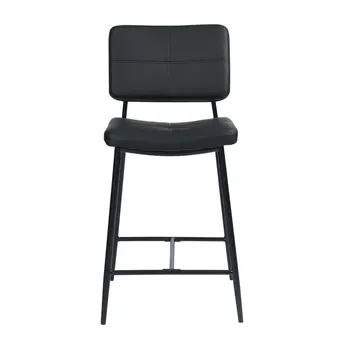 Set Of Two 36" Black Faux Leather Low Back Counter Height Bar Chairs