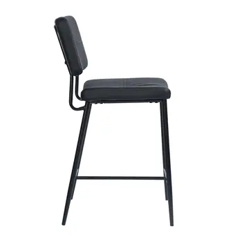 Set Of Two 36" Black Faux Leather Low Back Counter Height Bar Chairs