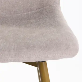 Set of Two 30" Light Taupe and Gold Fabric and Steel Bar Height Swivel Bar Chairs