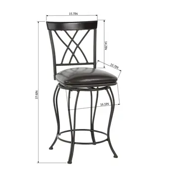Set of Two 24" Black Manufactured Wood and Steel Counter Height Swivel Bar Chairs