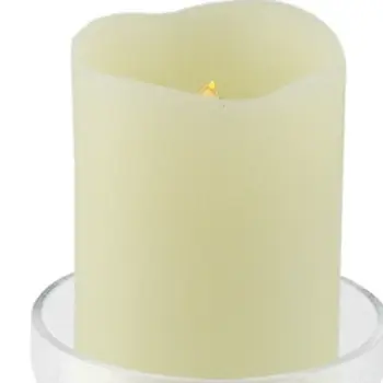 8" Clear Glass Centerpiece Pillar Candle Holder With Candle