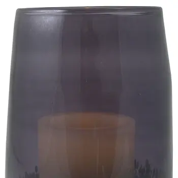8" Gray And White Glass Tabletop Hurricane Candle Holder With Candle