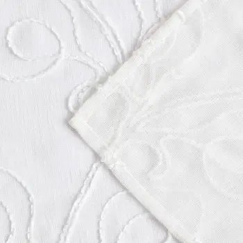 72" White Floral Faux Linen Shower Curtain With Embroidery