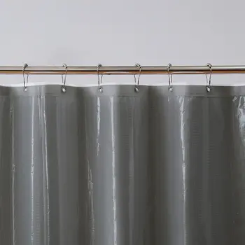 72" Dark Gray Waffle Weave Fabric Shower Curtain Liner and Hooks Set
