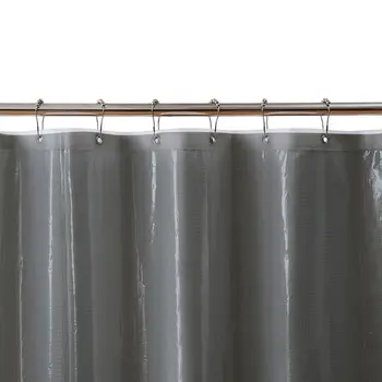 72" Dark Gray Waffle Weave Fabric Shower Curtain Liner and Hooks Set
