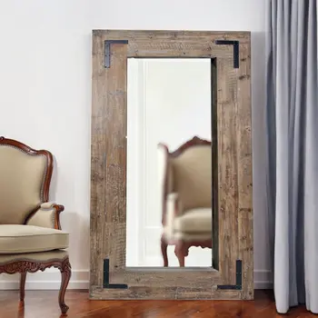 75" Brown Wood Framed Leaning Accent Mirror