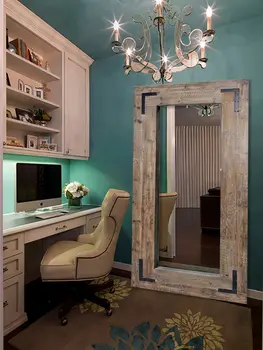 75" Brown Wood Framed Leaning Accent Mirror