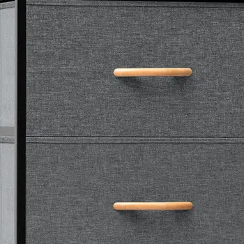 18" Gray And Black Steel And Fabric Five Drawer Dresser