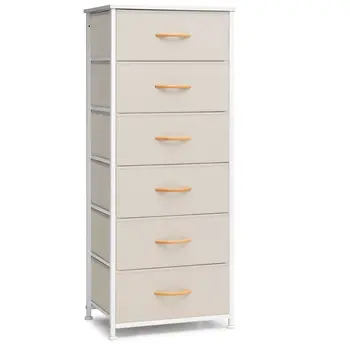 18" Blue and Black Steel and Fabric Six Drawer Chest