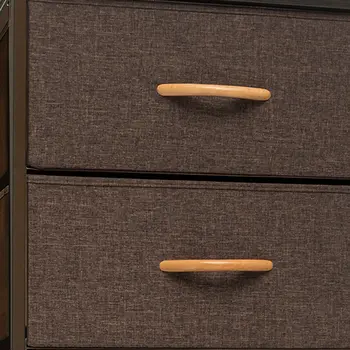 18" Brown Steel and Fabric Six Drawer Chest