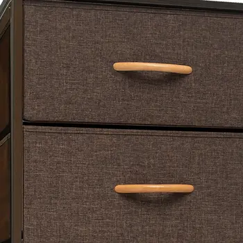 18" Brown Steel and Fabric Six Drawer Chest