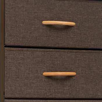 18" Brown Steel and Fabric Six Drawer Chest