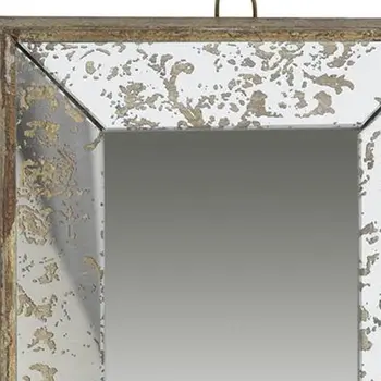 12" Silver Metal Framed Antiqued Glass Accent Mirror