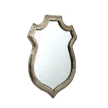24" Distressed Metallic Crest Shape Wall Mounted Accent Mirror Framed