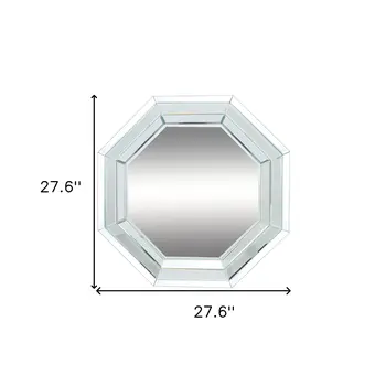 28" Silver Octagon Glass Framed Accent Mirror