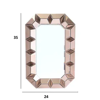 35" Rose Gold Glass Framed Accent Mirror