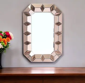 35" Rose Gold Glass Framed Accent Mirror