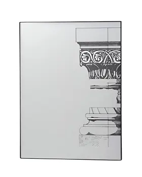 Set of Six Decorative Antiqued Glass Black Metal Framed Mirror Set
