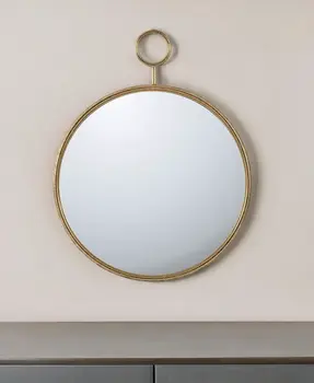 32" Gold Round Iron Framed Accent Mirror
