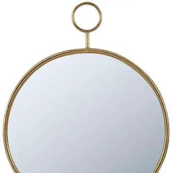 28" Gold Round Iron Framed Accent Mirror