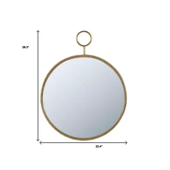 28" Gold Round Iron Framed Accent Mirror