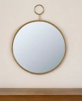 28" Gold Round Iron Framed Accent Mirror