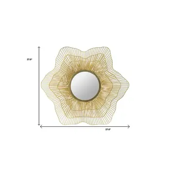 27" Gold Floral Sunburst Iron Framed Accent Mirror