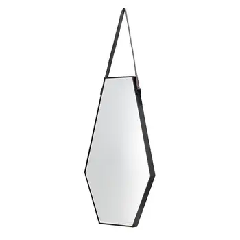 32" Black Hexagon Wood Framed Accent Mirror