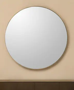 30" Gold Round Wood Framed Accent Mirror