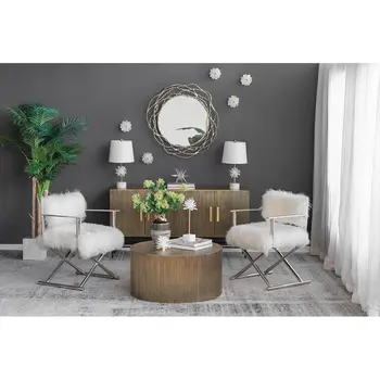 34" Antiqued Gold Abstract Scalloped Aluminum Framed Accent Mirror