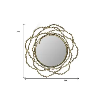 34" Antiqued Gold Abstract Scalloped Aluminum Framed Accent Mirror