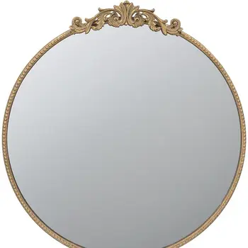 32" Gold Crowned Top Iron Framed Accent Mirror