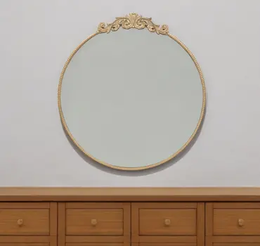 39" Gold Crowned Top Iron Framed Accent Mirror