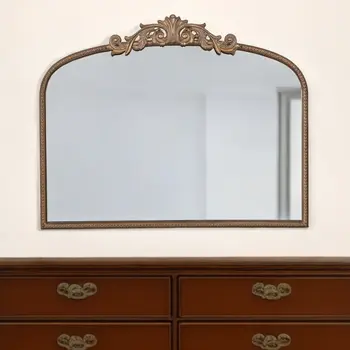 31" Gold Arch Iron Framed Accent Mirror