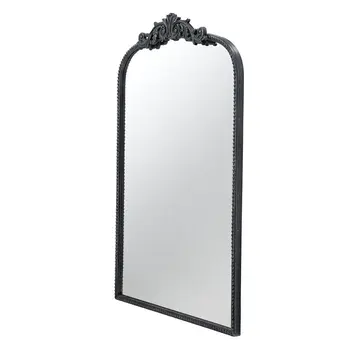 36" Black Arch Iron Framed Accent Mirror