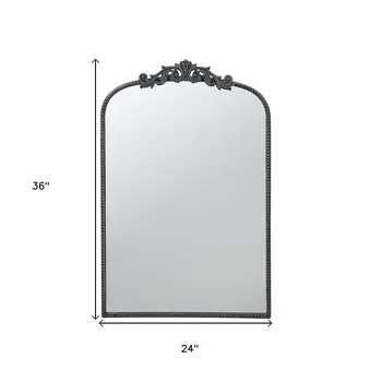 36" Black Arch Iron Framed Accent Mirror