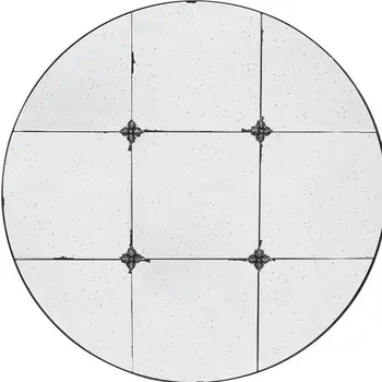 36" Black Round Iron Framed Antiqued Glass Accent Mirror