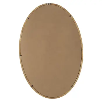 35" Brown Oval Solid Wood Framed Accent Mirror
