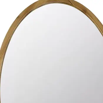 35" Brown Oval Solid Wood Framed Accent Mirror