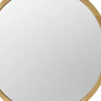 28" Brown Round Solid Wood Framed Accent Mirror