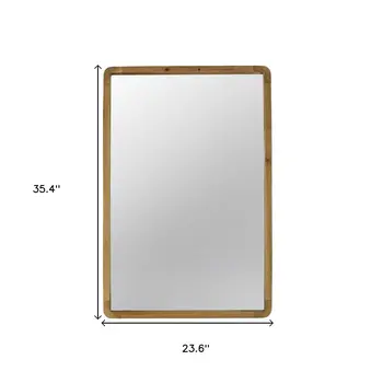 35" Brown Solid Wood Framed Accent Mirror