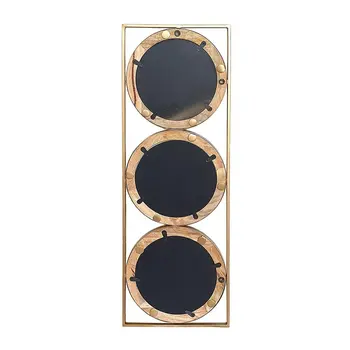 14" Brown and Gold Aluminum and Wood Geometric Framed Accent Mirror