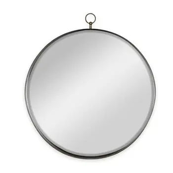 34" Gold Round Iron Framed Accent Mirror